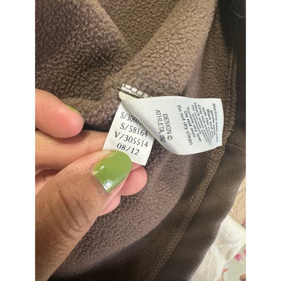 Athleta Dress Nordic Fair Isle Fitted Hoodie Sweatshirt Brown - Picture 4 of 10